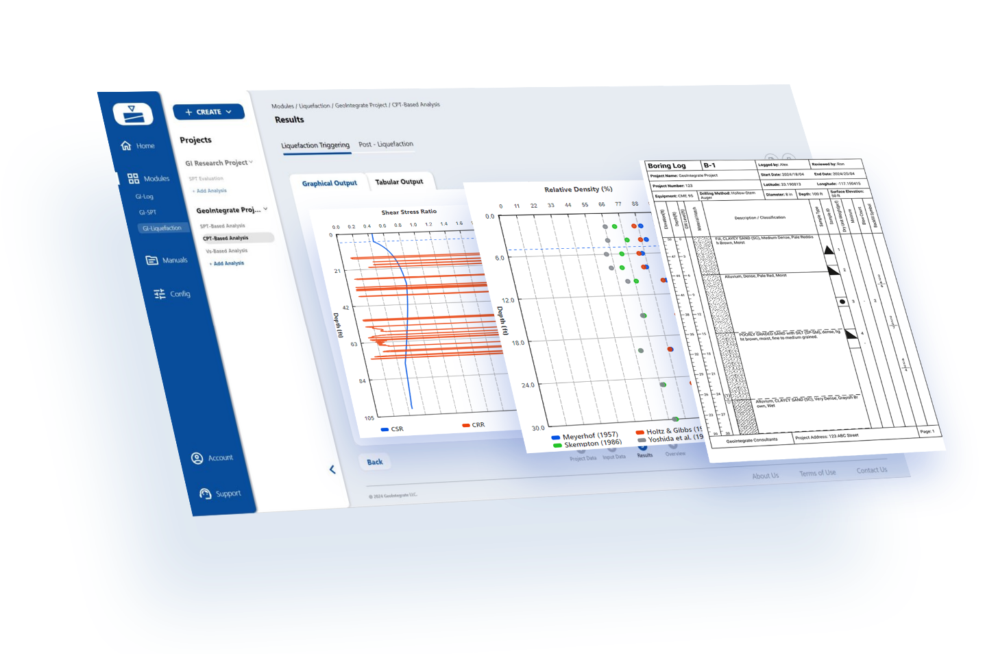 GeoIntegrate geotechnical analysis platform dashboard