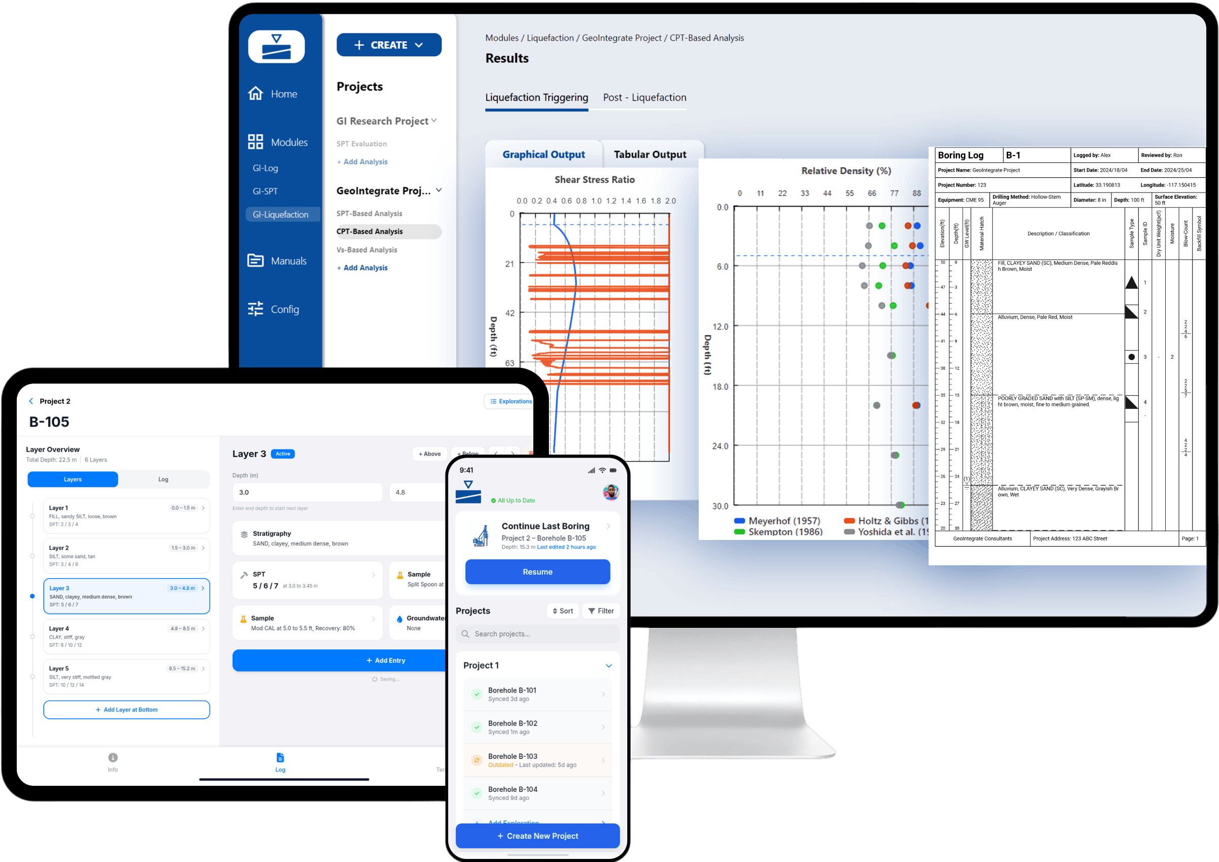 GeoIntegrate geotechnical analysis platform dashboard